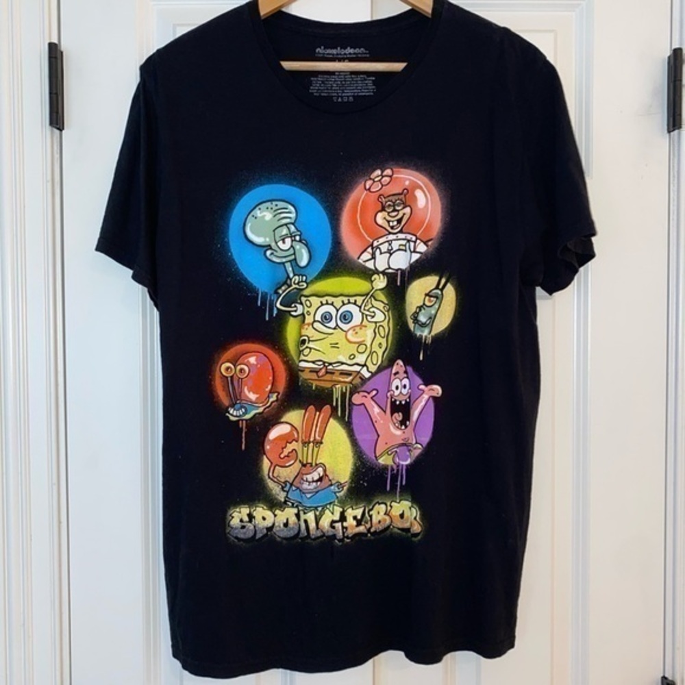 SpongeBob SquarePants Nickelodeon Graphic Tee Great Condition Size L 100% Cotton